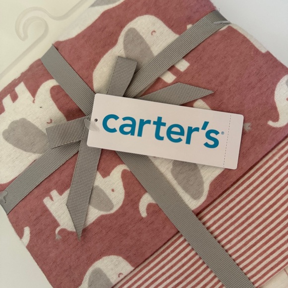 NEW Carter’s 4-pack Receiving Blankets Baby Gift Elephants Stripes and Solid - Picture 2 of 6